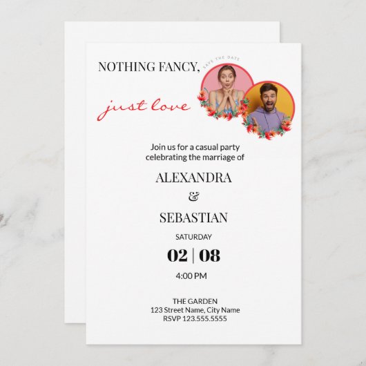 Photos modifiables Réception de mariage Invitation (Devant / Derrière)