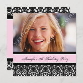 Photos noires roses Invitations à la fête du 18e a (Devant / Derrière)