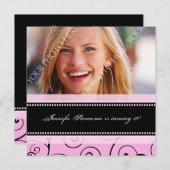 Photos noires roses Invitations à la fête du 18e a (Devant / Derrière)