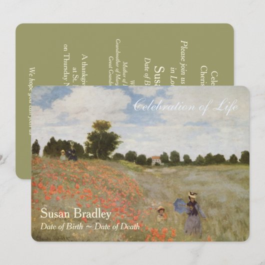 Photos par Monet Célébration de la vie Invitation (Devant / Derrière)