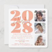Photos Peach Triple Graduation Invitation (Devant)