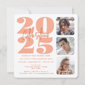 Photos Peach Triple Graduation Invitation (Devant)