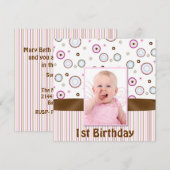 Photos Pink & Brown Babys Invitation pour le premi (Devant / Derrière)
