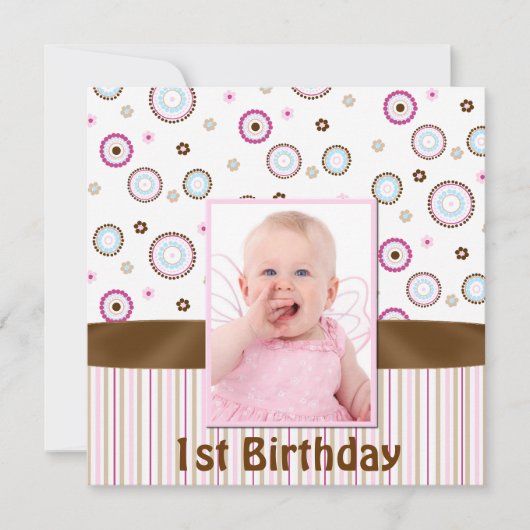 Photos Pink & Brown Babys Invitation pour le premi (Devant)