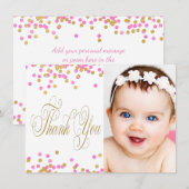 Photos rose et or Filles Merci Cartes (Devant / Derrière)