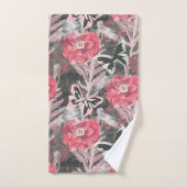 Photos rouges.Empreintes florales colorées. (Serviette à main)