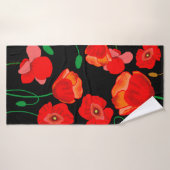 Photos rouges sur arrière - plan noir (Serviette de bain)