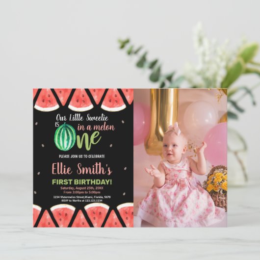 Photos Slices Green Watermelon Invitations d'anniv (Debout devant)