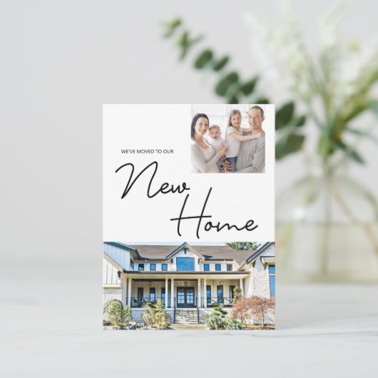 Photos We've Moved New Home Script Address Change Feestdagenkaart (Staand voorkant)