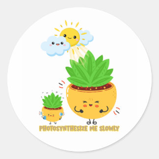 Photosyntheseer Me Langzaam | Cute Plant Pun Stick Ronde Sticker