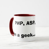 PHP, ASP, .NET.Im een geek...Oproep me! Mok (Voorkant links)