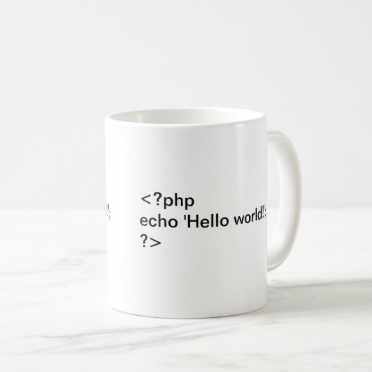 PHP Hallo World! code mok (Voorkant rechts)