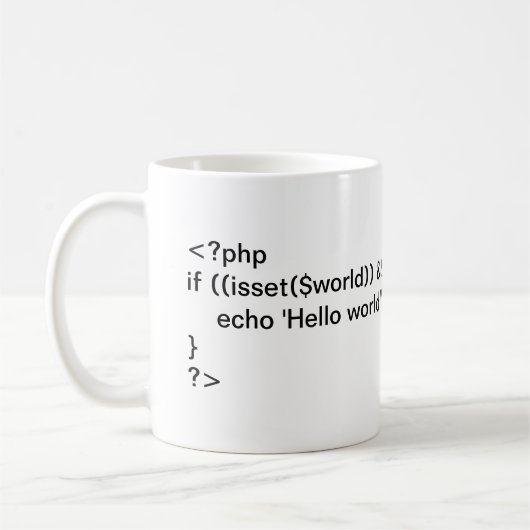 PHP Hallo World! conditionele code mok (Links)