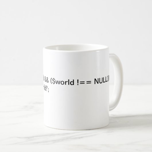PHP Hello World ! tasse de code conditionnel (Devant droit)