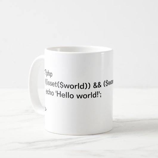 PHP Hello World ! tasse de code conditionnel (Devant gauche)