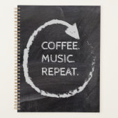 Phrase personnalisable Café. Musique. Répéter. (Devant)