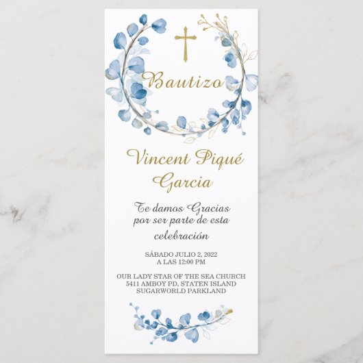 Phrases Courtes Carte de Baptême (Devant)