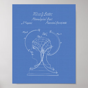 Phrenological Bust 1856 Patent Art Blueprint Poster