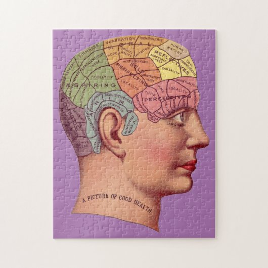  Phrenology Head Mind Brain Map Legpuzzel (Verticaal)