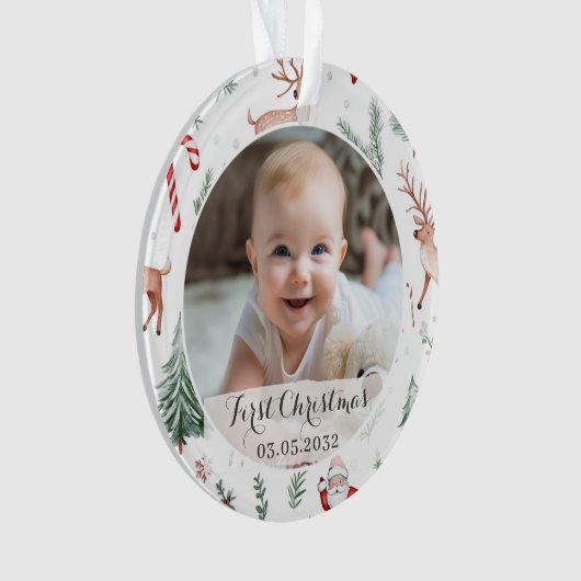 Phto First Christmas Script Classique Rustique Mot (devant)