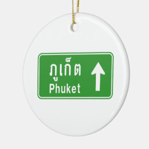 Phuket Ahead ⚠ Thai Highway Traffic ⚠ Keramisch Ornament