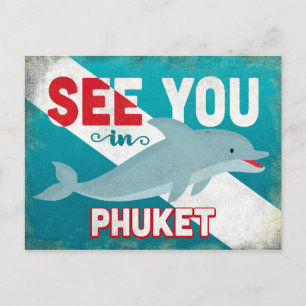 Phuket Dolphin - Retro Vintage Travel Briefkaart
