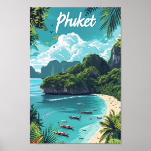 Phuket Thailand Artistieke Reis Illustratie Poster