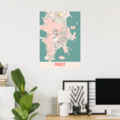 Phuket - Thailand Chalk City Map Poster (Thuiskantoor)