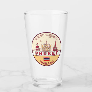 Phuket Thailand City Skyline Emblem Glas