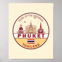 Phuket Thailand City Skyline Emblem