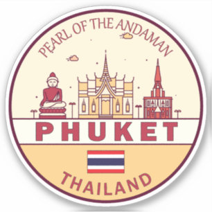 Phuket Thailand City Skyline Emblem Sticker