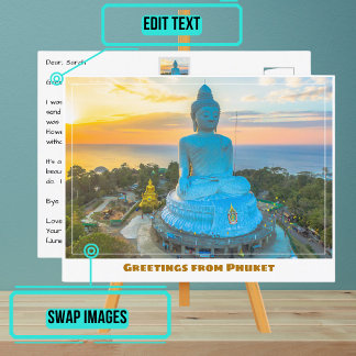 Phuket Thailand met Big Buddha Modern Briefkaart