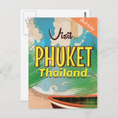 Phuket Thailand vintage-poster Briefkaart (Voorkant / Achterkant)