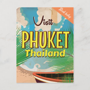 Phuket Thailand vintage reisposter Briefkaart