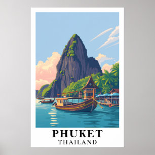 Phuket Thailand Vintage Tropisch Eiland Reis Kunst Poster