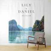 Phuket Tropical Wedding Photo Backdrop Wandkleed (In situ)