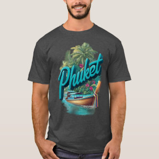 Phuketropicalhailand ontwerp met longtail boot ple t-shirt
