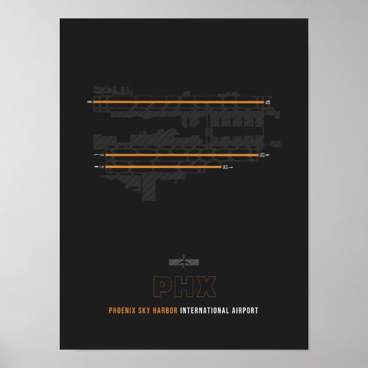 PHX - Phoenix Sky Harbor Airport Runway Diagram AR Poster (Voorkant)