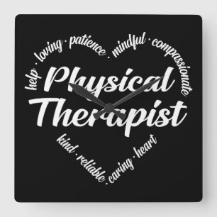 Physical Therapist Heart Word Cloud Vierkante Klok