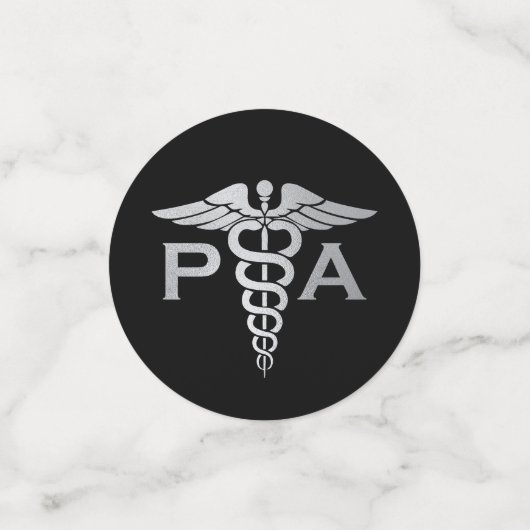 Physician Assistant PA Graduation Black Silver Confetti (Kleine voorkant)