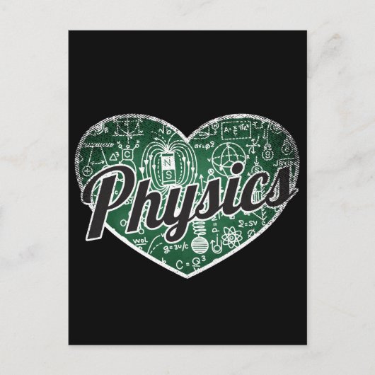 Physics Retro Heart Blackboard Love Briefkaart (Voorkant)