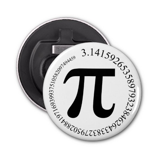 Pi (π) Dag Button Flesopener (Voorkant)