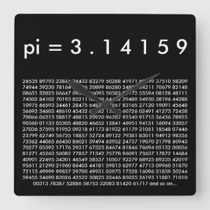 pi= 3,14159 Black White Wiskunde Science pi Day Di Vierkante Klok