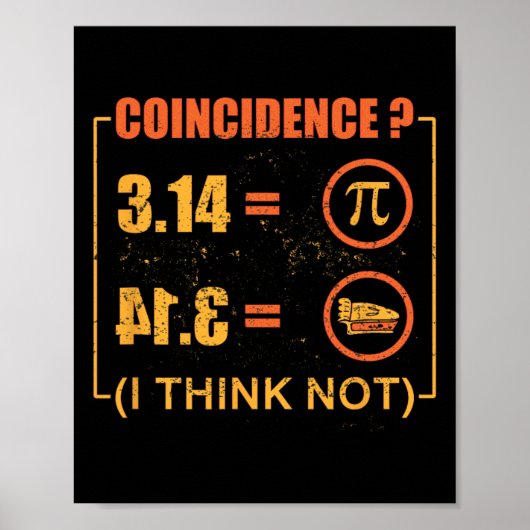 Pi 3.14 Pie Toeval Ik denk niet grappig Pi dag Poster (Voorkant)