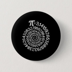 PI = 3.14 Spiral Wiskunde Science Geek 3.14 PI Dag Ronde Button 5,7 Cm