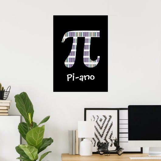 Pi-ano ~ Funny Math Musique Geek Poster Variation (Bureau à domicile)