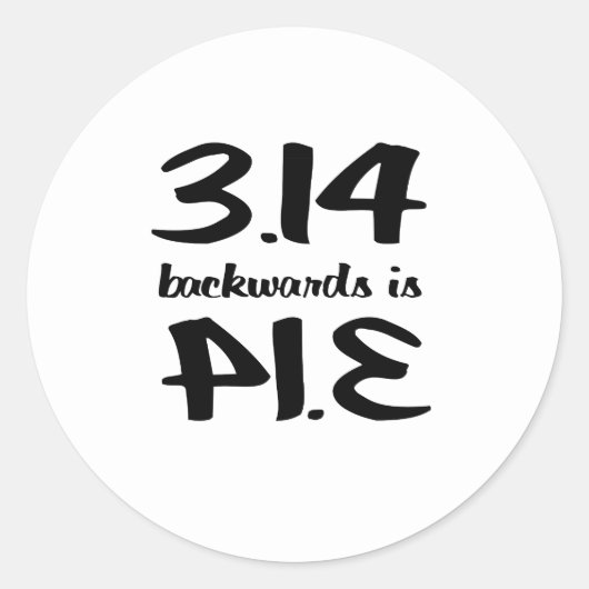 Pi Backwards is Pie Ronde Sticker (Voorkant)
