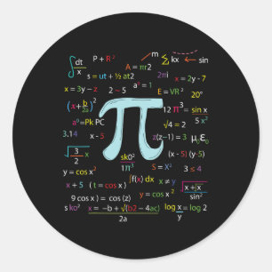 Pi Circle Number Formulas Nerdy Wiskundigen Pi Ronde Sticker