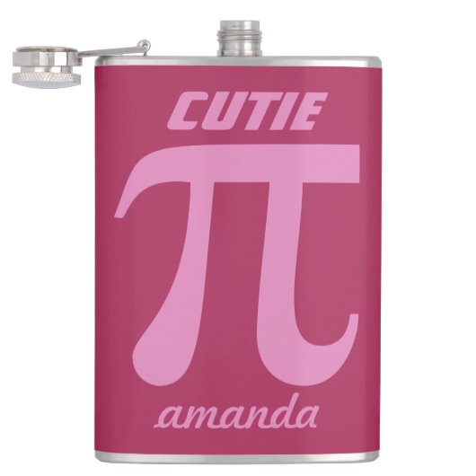 Pi-/Cutie Pie aangepaste monogram-kolf Heupfles (Geopend)