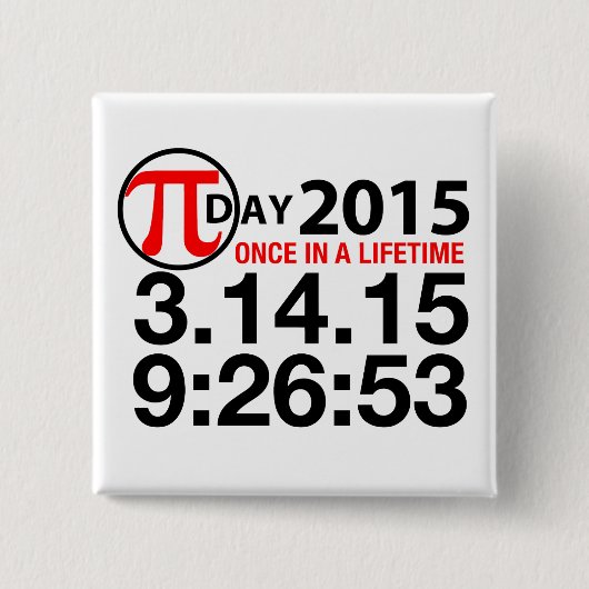 Pi Dag 2015 Vierkante Button 5,1 Cm (Voorkant)